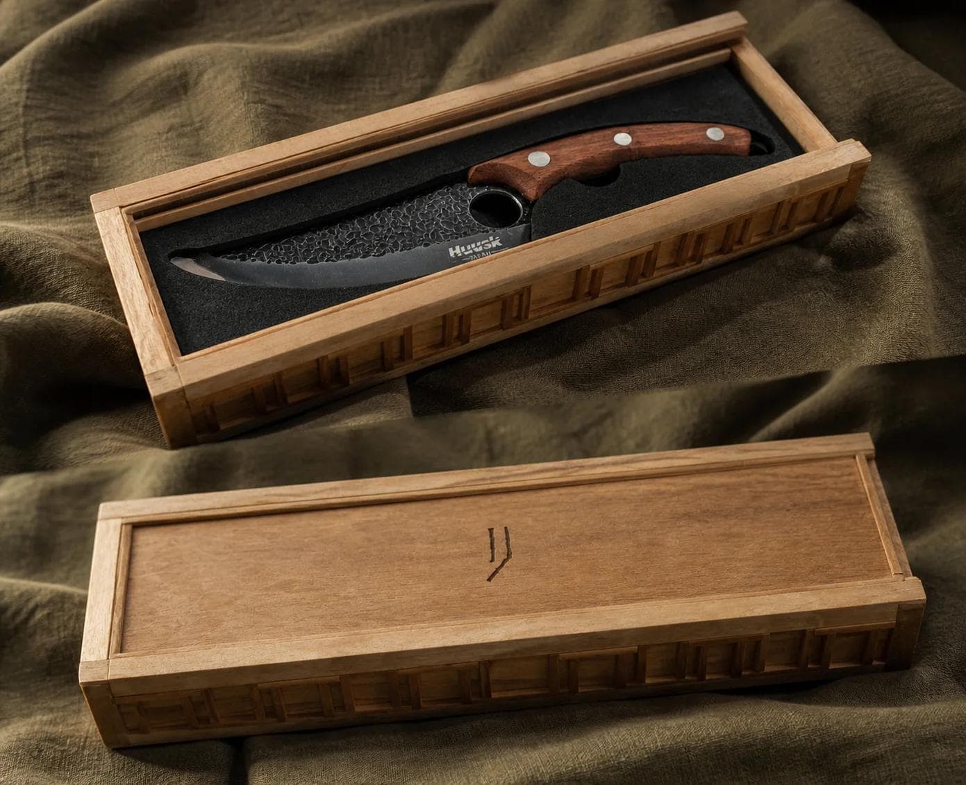 Geschmiedetes Messer "Kenshō" mit Holzetui